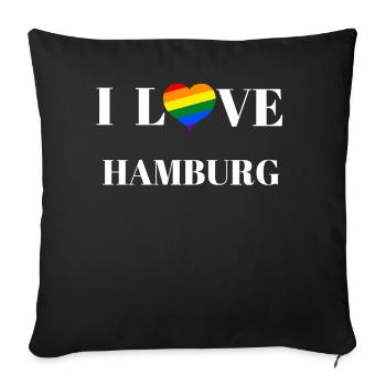 Hamburg - Gift idea - Sofa pillowcase 17,3'' x 17,3'' (45 x 45 cm) - black - Front