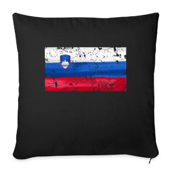 Slovenia flag - Sofa pillowcase 17,3'' x 17,3'' (45 x 45 cm) - black - Front