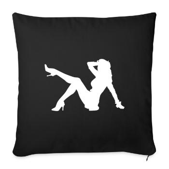 Rétro pin up chemise cadeau vintage femme sexy femme - Housse de coussin décorative 45 x 45 cm - noir - Devant