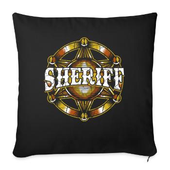 Sheriff Brand Wild West Texas Western - Housse de coussin décorative 45 x 45 cm - noir - Devant