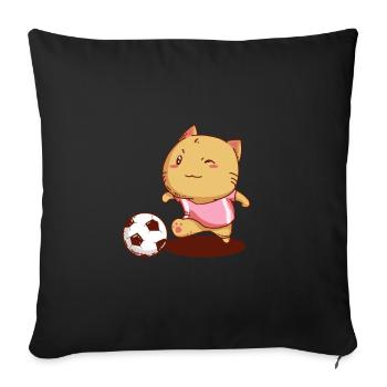 Joueur de football pour chat - Housse de coussin décorative 45 x 45 cm - noir - Devant