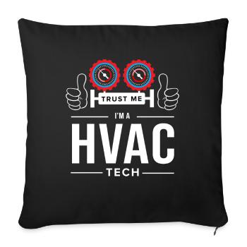 Technicien CVC Hvac Tech Chauffage Ventilation - Housse de coussin décorative 45 x 45 cm - noir - Devant