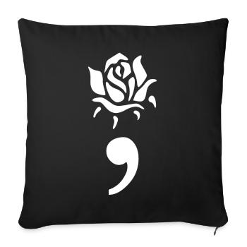 Projet Suicide Dépression Dépression Point-virgule Rose - Housse de coussin décorative 45 x 45 cm - noir - Devant