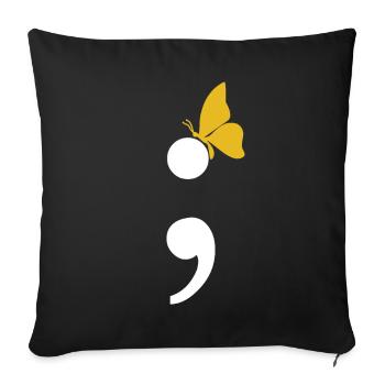 Project semicolon butterfly suicide gift - Sofa pillowcase 17,3'' x 17,3'' (45 x 45 cm) - black - Front