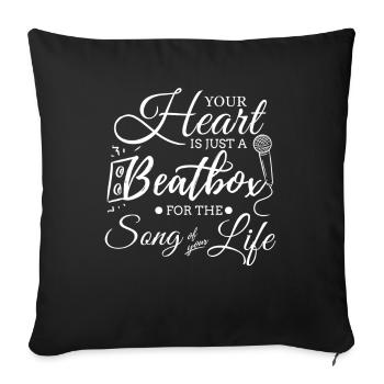 Votre cœur est juste une boîte de battement Beatboxing Beatbox - Housse de coussin décorative 45 x 45 cm - noir - Devant