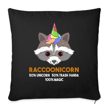 Raton laveur Raton laveur Raton laveur Licorne Trash Panda - Housse de coussin décorative 45 x 45 cm - noir - Devant