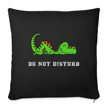 Dino Do Not Disturb Sleep Sleep T-Trex Tired - Sofa pillowcase 17,3'' x 17,3'' (45 x 45 cm) - black - Front