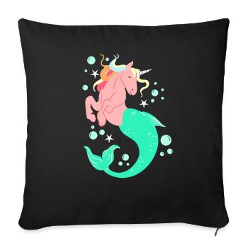 Mignon MermicornE Licorne Sirène Créature mythique - Housse de coussin décorative 45 x 45 cm - noir - Devant