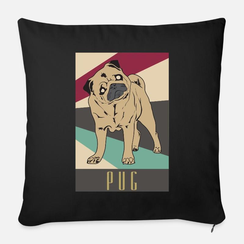 Mops - Sofakissenbezug 45 x 45 cm - Schwarz