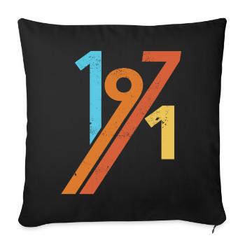 1971 anniversaire rétro vintage - Housse de coussin décorative 45 x 45 cm - noir - Devant