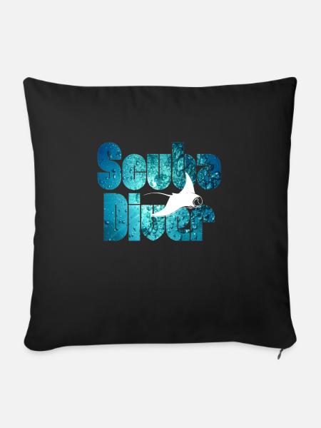 Scuba Diver - Rochen - Sofakissenbezug 45 x 45 cm - Schwarz