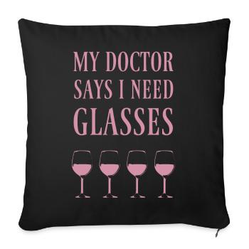 Vin rouge vin - Housse de coussin décorative 45 x 45 cm - noir - Devant