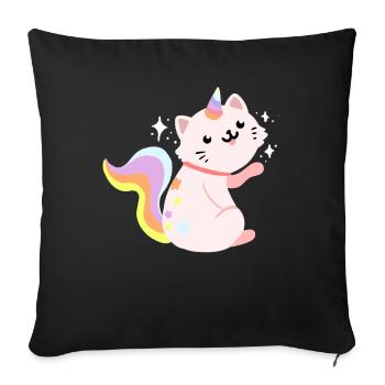 Caticorn Magical Unicorn Cat Kitty Sweet - Sofa pillowcase 17,3'' x 17,3'' (45 x 45 cm) - black - Front