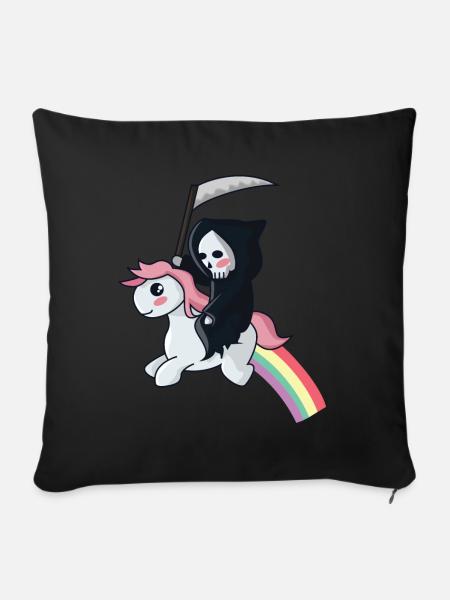 Sensenmann auf einem Einhorn - Sofakissenbezug 45 x 45 cm - Schwarz