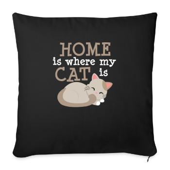 Zuhause ist dort wo meine Katze ist - Sofakissenbezug 45 x 45 cm - Schwarz - Vorne