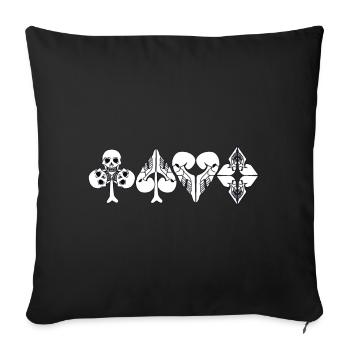Croix spade cœur vérifier comme un crâne - Housse de coussin décorative 45 x 45 cm - noir - Devant