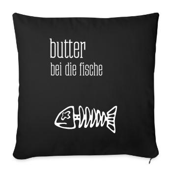 Butter with the fish. Fish bone. - Sofa pillowcase 17,3'' x 17,3'' (45 x 45 cm) - black - Front