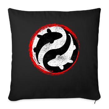 Koi Ying Yang - Sofa pillowcase 17,3'' x 17,3'' (45 x 45 cm) - black - Front