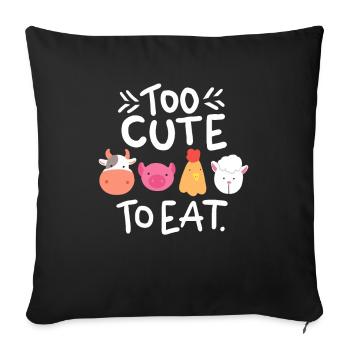 Trop mignon pour manger cadeau végétalien végétalien vegan - Housse de coussin décorative 45 x 45 cm - noir - Devant