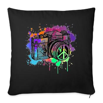 appareil photo - Housse de coussin décorative 45 x 45 cm - noir - Devant