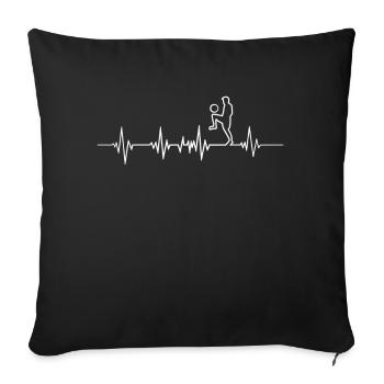 Rythme cardiaque de football - Housse de coussin décorative 45 x 45 cm - noir - Devant
