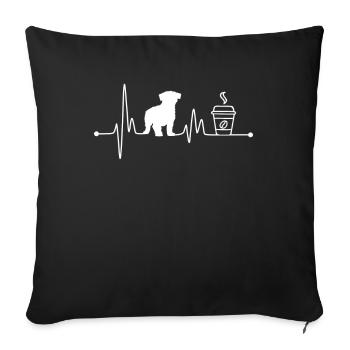 Heartbeat EKG Pulse Maltese Coffee Lover - Sofa pillowcase 17,3'' x 17,3'' (45 x 45 cm) - black - Front