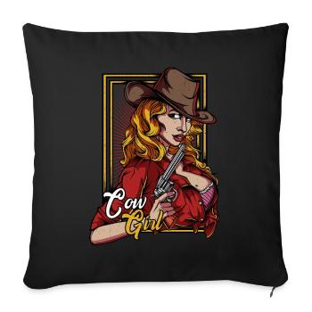 Vintage Country Cow Girl Linedance Idée cadeau - Housse de coussin décorative 45 x 45 cm - noir - Devant