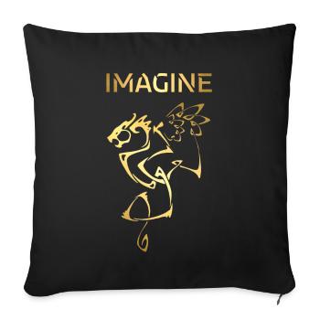 Imagine Fantasy Dragon Tattoo Style Design - Sofa pillowcase 17,3'' x 17,3'' (45 x 45 cm) - black - Front