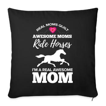 Real Moms Quilt Awesome Moms Ride Horses Quilting - Housse de coussin décorative 45 x 45 cm - noir - Devant