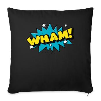 WHAM! Bande dessinée Drôle Pop Art - Housse de coussin décorative 45 x 45 cm - noir - Devant