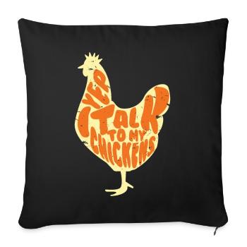 Je parle à mes poules t-shirts Aime les poules à la ferme - Housse de coussin décorative 45 x 45 cm - noir - Devant