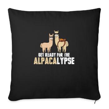 The Alpacalypse Lustiges Alpaka T-Shirt - Sofakissenbezug 45 x 45 cm - Schwarz - Vorne