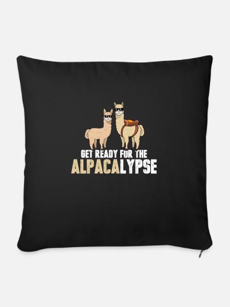 The Alpacalypse Lustiges Alpaka T-Shirt - Sofakissenbezug 45 x 45 cm - Schwarz