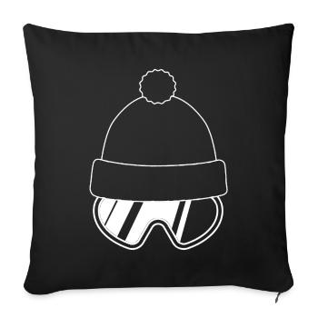Skier - snowboarder - cap with glasses - Sofa pillowcase 17,3'' x 17,3'' (45 x 45 cm) - black - Front