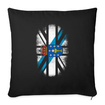 Drapeau galicien britannique - Galice et fierté britannique - Housse de coussin décorative 45 x 45 cm - noir - Devant