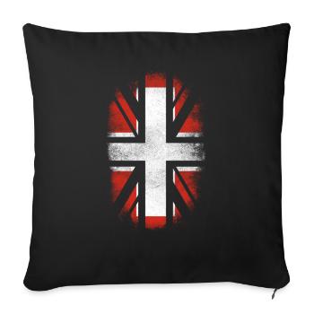 Drapeau Suisse Suisse - Swiss et UK Pride - Housse de coussin décorative 45 x 45 cm - noir - Devant