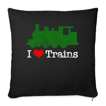 Train railway heart - Sofa pillowcase 17,3'' x 17,3'' (45 x 45 cm) - black - Front