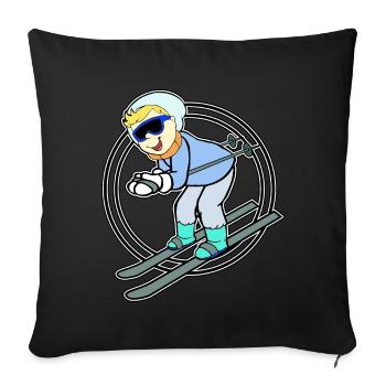 Skieur - Course - Tir - Sport - Housse de coussin décorative 45 x 45 cm - noir - Devant