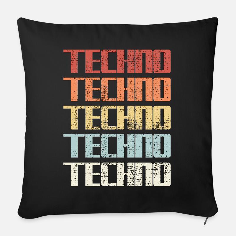 Retro Vintage Techno - Sofakissenbezug 45 x 45 cm - Schwarz