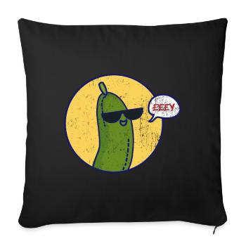 Cadeau végétalien de légume vert végétal concombre - Housse de coussin décorative 45 x 45 cm - noir - Devant