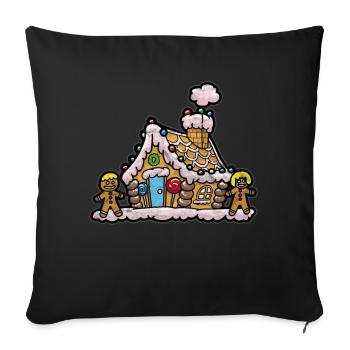 Maison de pain d'épice de Noël Nicolas - Housse de coussin décorative 45 x 45 cm - noir - Devant