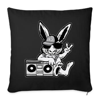Hip Hop Bunny Ghetto Blaster 90s - Sofa pillowcase 17,3'' x 17,3'' (45 x 45 cm) - black - Front