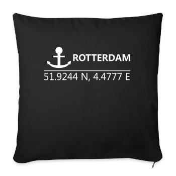 Port de Rotterdam coordonnées du port Pays-Bas - Housse de coussin décorative 45 x 45 cm - noir - Devant