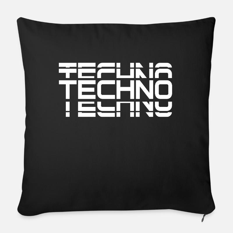 Techno Techno Techno - Sofakissenbezug 45 x 45 cm - Schwarz