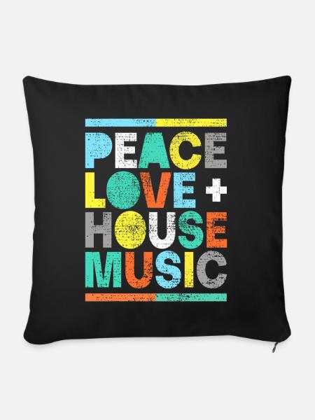 Frieden Liebe Haus Musik - Sofakissenbezug 45 x 45 cm - Schwarz