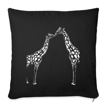 Giraffe Pärchen Tiergeschenk - Sofakissenbezug 45 x 45 cm - Schwarz - Vorne