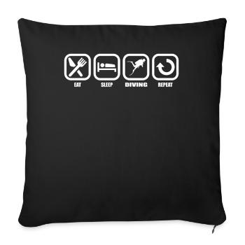 Mangez Sommeil Répéter Plongée - Housse de coussin décorative 45 x 45 cm - noir - Devant
