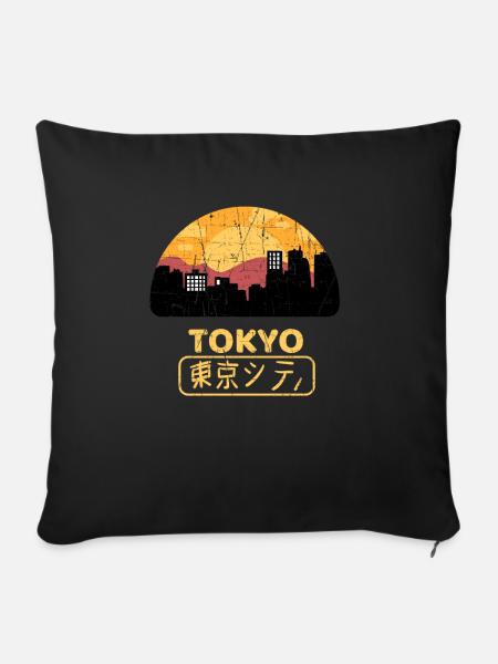 Tokio Japan - Sofakissenbezug 45 x 45 cm - Schwarz