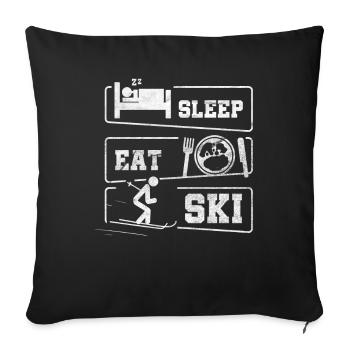 Schlafen Essen Ski Wintersport Skifahren Ski Urlaub - Sofakissenbezug 45 x 45 cm - Schwarz - Vorne