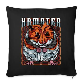 Trendy Hamster Haustier Nagetier Maus Geschenk - Sofakissenbezug 45 x 45 cm - Schwarz - Vorne